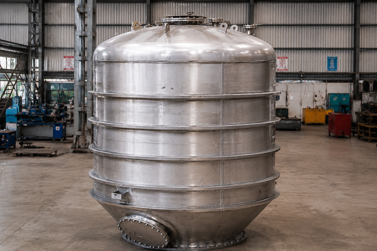 Top body Concentrator Evaporator SS 316L Triflex Rubber Lining 3.2M dia 4.4M height – Creative Engineering